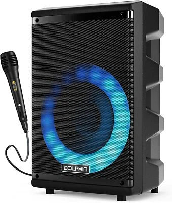 Dolphin SP-807RBT 8" Loud & Crisp Sound Portable Bluetooth Party Speaker w/Light - Image 1 of 4