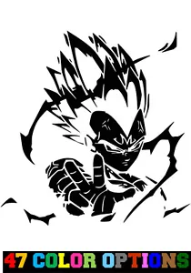Decal Vinyl Truck Car Sticker - DBZ Dragon Ball Z Super Saiyan Vegeta Large - Picture 1 of 4
