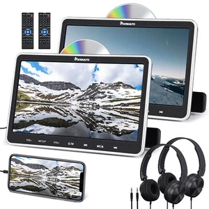 2x10.1" Auto Kopfstütze Monitor DVD Player für Kinder HD 1080P HDMI USB+Kopfhöre - Bild 1 von 13