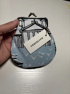 MARIMEKKO Helsinki/Pieni Kukkaro, bolso pequeño de algodón. Azul claro, negro, blanco - Imagen 1 de 2