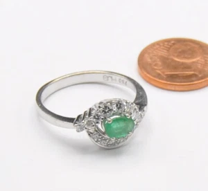 Solitär Weißgold Smaragd  16x Diamant Brillant Ring 750 Gold  neu wertig modern - Bild 1 von 6