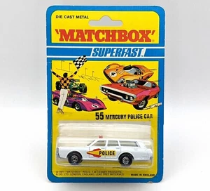 Matchbox Superfast No. 55 Mercury Police Car (RARE SILVER BASE) In Blister Pack - Picture 1 of 9