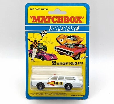 Matchbox Superfast No. 55 Mercury Police Car (RARE SILVER BASE) In Blister Pack - Image 1 of 4