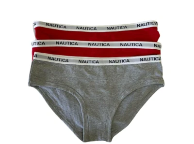 Pack de 3 bragas rojas y grises Nautica para mujer talla L Foto 1 de 4