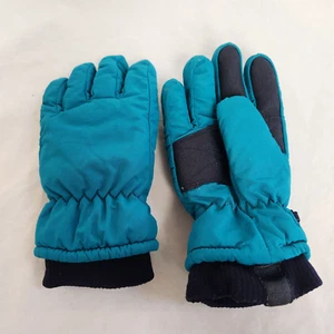 Lands End Teal Navy Ski Winter Gloves Insulated Snow Women's Medium Rubber Palm - Picture 1 of 8