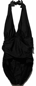 Jaclyn Smith Size 14 Women's Swimsuit Black One Piece Double Wrap Stretch Padded - Picture 1 of 7