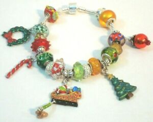 Green guy who steals Christmas European charm bracelet sled dog gift ornament