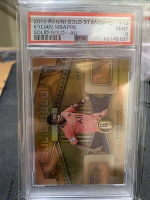 Panini Gold Standard Kylian Mbappe 2019 oro macizo AU 10/79 PSA 9 Francia Madrid Foto 1 de 3