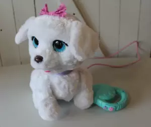 Furreal Friends GoGo My Walking Puppy White Plush Dog Blue Eyes With Leash - Picture 1 of 6