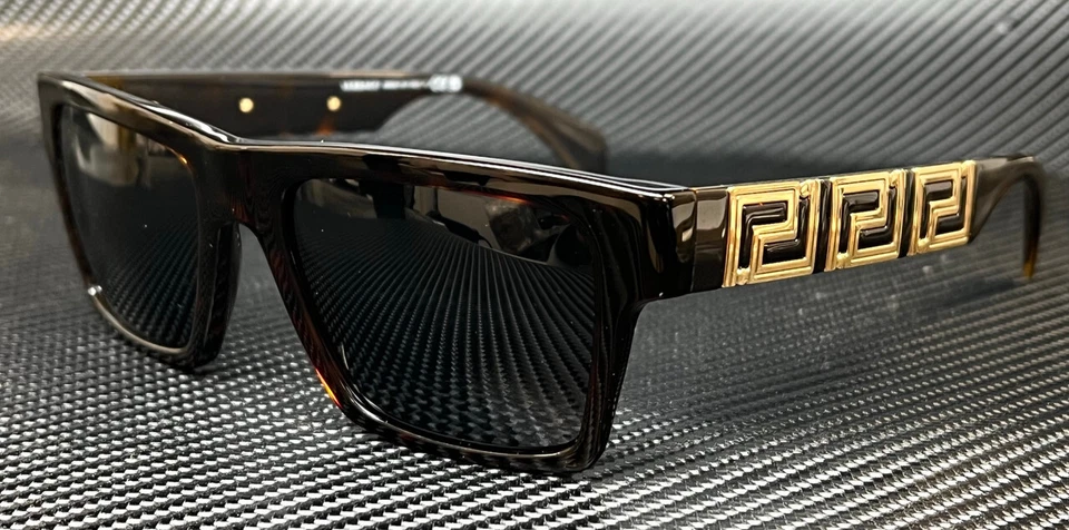 VERSACE VE4445 108 87 Brown Havana Dark Grey Men's 54 mm Sunglasses