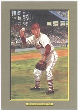 UNSIGNED  PEREZ STEELE GREAT MOMENTS CARD#55 RED SCHOENDIENST- NrMt-Mt from sets