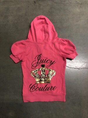 Vintage Y2K Juicy Couture Short Sleeve Hoodie Zip Sweatshirt Women’s Large Pink - Image 1 of 4