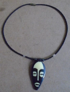 African Tribal Mask Pendant Necklace - Picture 1 of 9