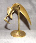 Vintage Brass Bird Figurine – Crane / Heron / Egret / Flamingo – 6.5” Tall
