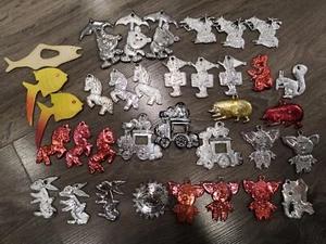 Vintage Sowjetische UdSSR Set Flach Kunststoff Weihnachtsbaum Spielzeug Dekoration - Bild 1 von 10