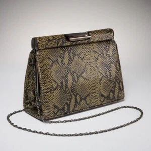 Y and S Vintage Genuine Leather Green Snake Purse Clutch Evening Bag 8.75"l - Picture 1 of 6