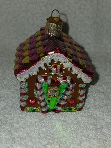 Alte Welt Weihnachten Lebkuchenhaus Glas Ornament - Bild 1 von 6