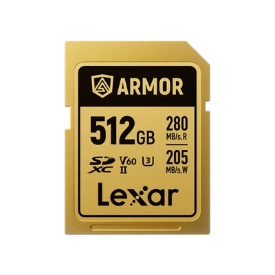 Lexar 512GB Armor Gold Uhs-Ii SDXC Memory Card IP68 R280/W210 (V60) - Image 1 of 4