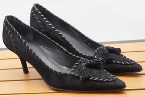 Size 8N Stuart Weitzman Black Suade Mid Heel Women Shoes - Picture 1 of 10