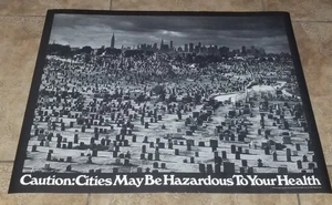  VTG ORIGINAL 1970 NEW YORK CITY FRIEDHOF FRIEDHOF ÜBERFÜLLTES GESUNDHEITSPOSTER !! - Bild 1 von 11