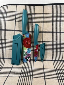 Pioneer Donna Dolce Romance Coltello Acciaio Inox Set 2pz Con Fodero Verde Floreale - Foto 1 di 4