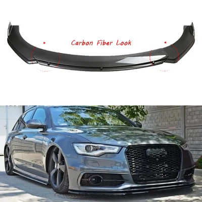 For Audi A6 S6 RS6 Car Front Bumper Lip Spoiler Splitter Kit Carbon Fiber Style — 第 1/4 张图片