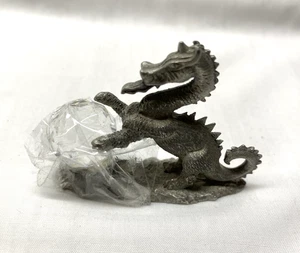 Spoontiques Miniature Pewter DRAGON Figurine w/Crystal 1984 (#548) - Picture 1 of 4