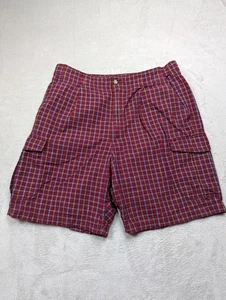 Pendleton Cargo Shorts Mens 34 Plaid Red Blue Vintage Outdoor Hiking 100% Cotton - Picture 1 of 8