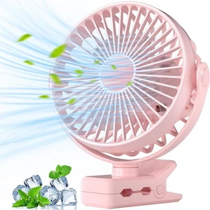 Portable Clip on Fan Battery Operated Rechargeable USB Desk Fans 3 Speed Quiet - Picture 1 of 8