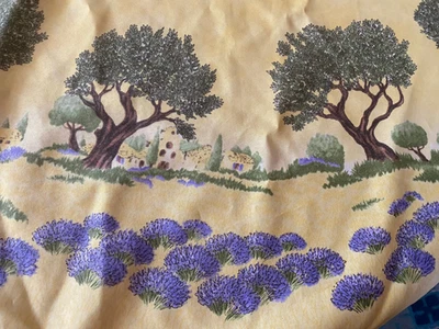 Vintage French Country Olive Tree Lavender Tablecloth Polyester 70" Round - Image 1 of 4