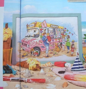 Cross Stitch Chart Only - Retro Mr Whippy Ice-Cream Van At The Seaside - Picture 1 of 1