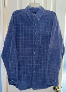 Roundtree & Yorke Men’s Long Sleeve Shirt Large Blue Checked - Picture 1 of 3