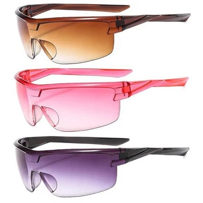 2x Luxury Sport One Piece Lens Sunglasses Clear Gradient Shield Wrap 2-Pack - Image 1 of 2