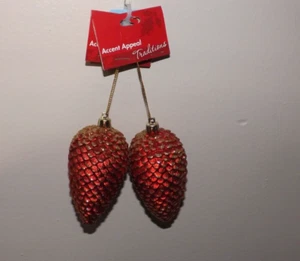 Adornos de cono de pino irrompibles nuevos oro rojo 4 pulgadas de largo vintage - Imagen 1 de 1