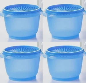 TUPPERWARE SERVALIER BOWLS Set of 4  Classic Blue  20-ounce w/ Seals New - Picture 1 of 1
