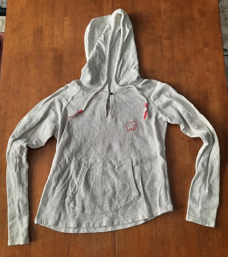 OFF WHITE Felpa con cappuccio pullover avorio Ella con perline elefante taglia small grigio erica