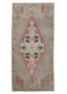 Oriental Hand Knotted Vintage Turkish Mini Rug 1'8" x 3'6" #10221 - Picture 1 of 7
