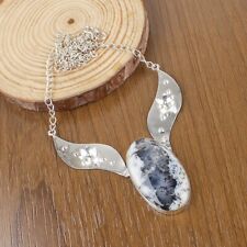 Natural Dendritic Opal Gemstone Necklace 925 Sterling Silver Jewelry For Girls