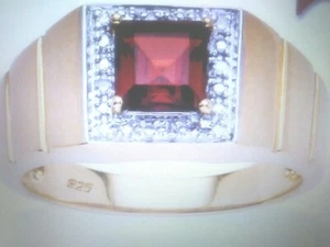 14K & SS MENS GARNET ANNIVERSARY WEDDING RING BAND SZ 10 SZ 11 SZ 12 + BONUS! - Picture 1 of 1