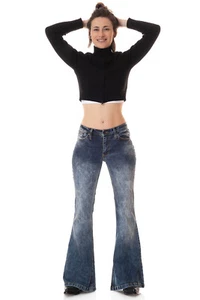 Jeans donna Comycom pantaloni a zampa STAR RANDOM - Foto 1 di 9