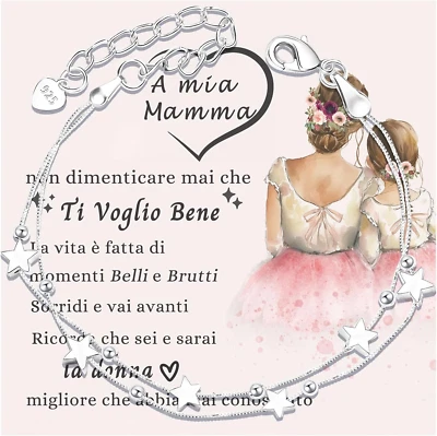 Bracciale Donna in Argento Con Stelle E Perline Bracciale Dell'Amicizia Braccial - Immagine 1 di 4