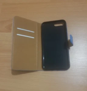 Funda billetera azul claro de cuero real genuino para iPhone 7 plus - Imagen 1 de 3