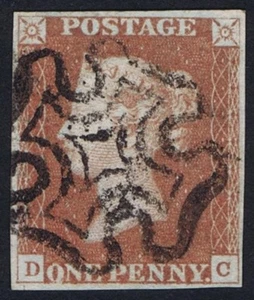 1841 1d rot schwarz Platte 8 DC 4m sehr schön gebraucht Kat. 240,00 £ - Bild 1 von 1
