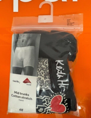 Pack de 3 calzoncillos boxer H&M Keith Haring, edición limitada, talla pequeña, nuevos, b35 Foto 1 de 3