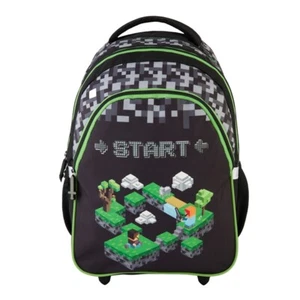 MINECRAFT Trolley Zaino Con Ruote per la scuola Zaino con rotelle GAME PIXEL - Foto 1 di 7