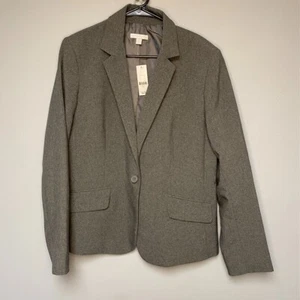 NWT-Womens New York & Company Grey Long Sleeve Blazer Single-Button-Size 14 - Picture 1 of 8