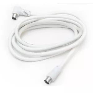 White TV Antenna Cable PAL Male to Male Aerial Flylead Fly Lead Coax 5 Feet - Picture 1 of 2