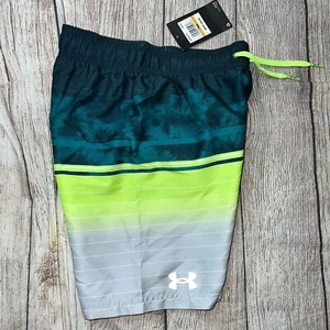 Under Armour Youth Swim Trunks Gray Green NEW - Picture 1 of 2