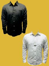Mens Long Sleeve Button Down Office Casual Formal Black And White Shirt SF-339