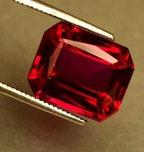 Ring Use Natural Ruby Glass Filled 6.45 Ct Certified Octagon Cut Loose Gemstone - Imagen 1 de 5